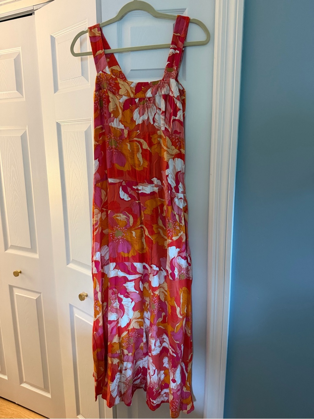 Floral Sleeveless Maxi Dress in Pink, Orange & White